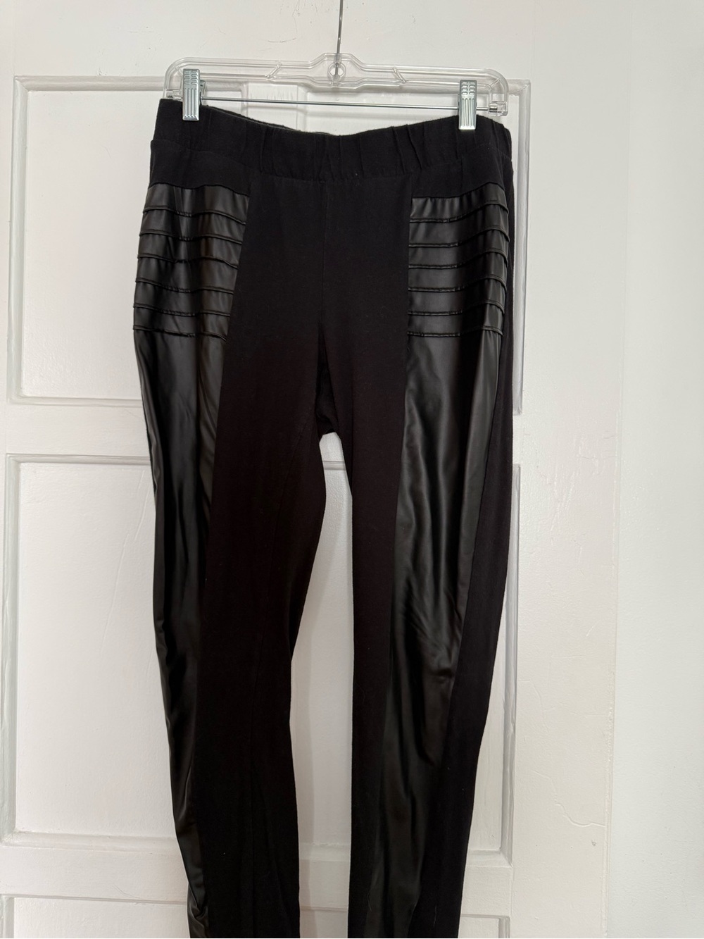 Black Faux-Leather Panel Leggings - Women